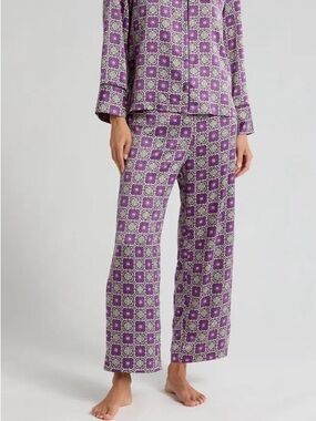 Natori Mayon Pajama Pants Size XL Purple Medallion Women's Sleepwear Loungewear